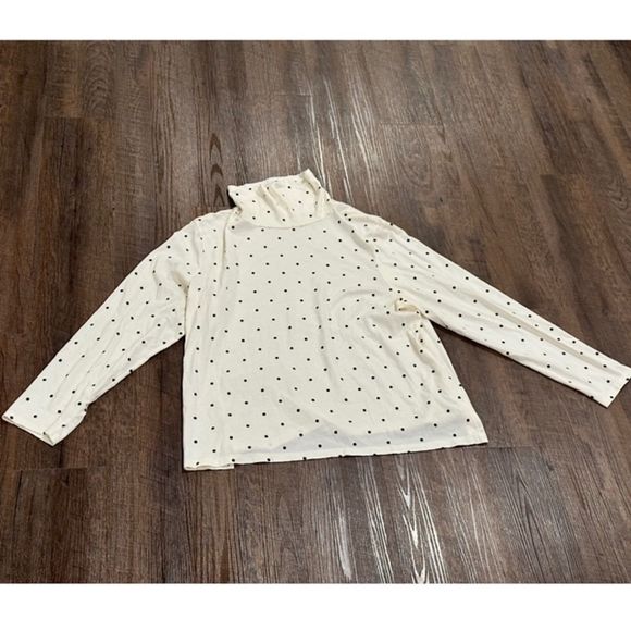 Old Navy XXL Petite Turtleneck Polka Dot Beige Black Long Sleeve - Picture 2 of 8